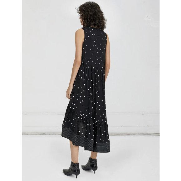 3.1 Phillip Lim Snowbird Printed Silk Dress with High-Low Hem / Size 2 / Black - Picture 3 of 11